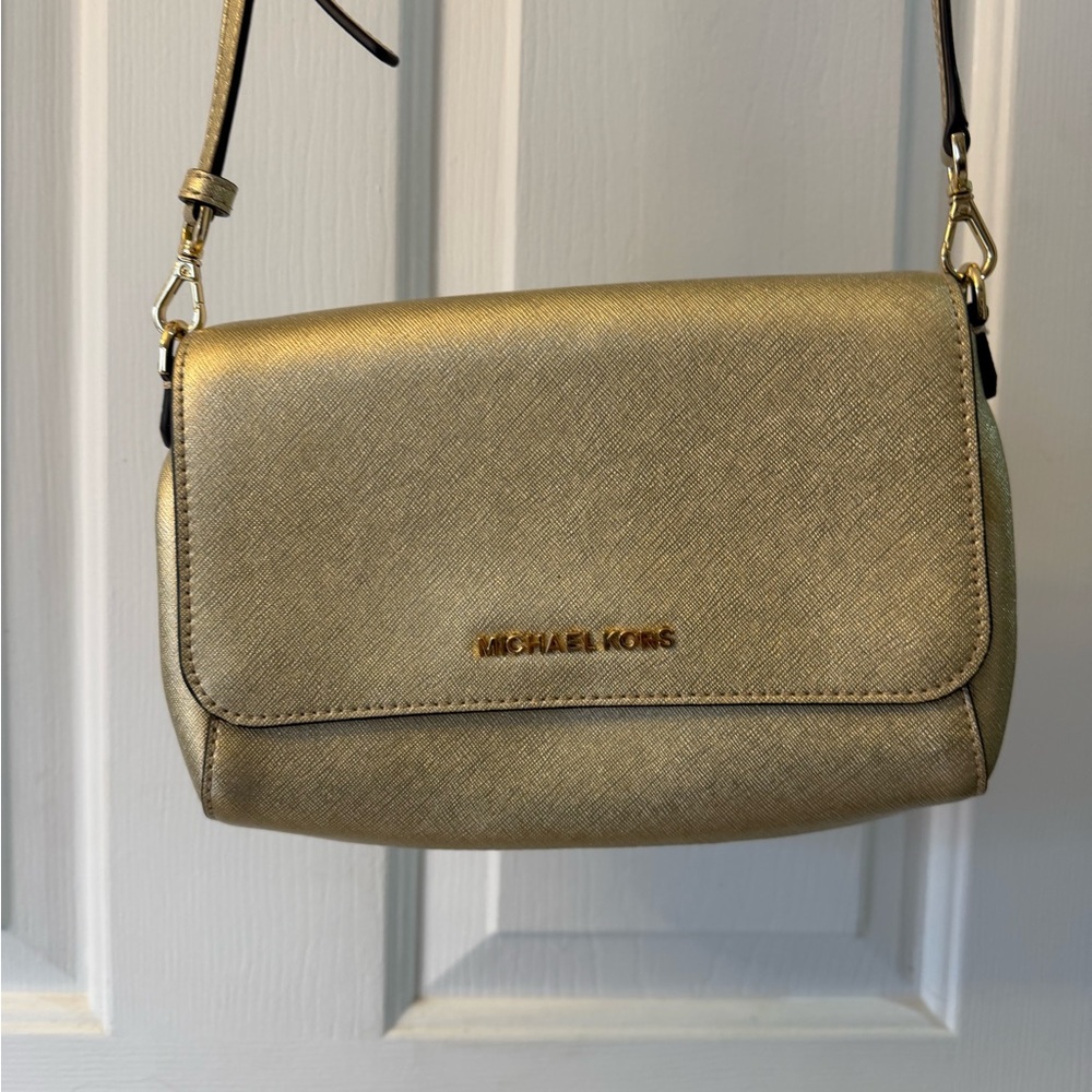 Michael Kors Gold Crossbody Bag (has small unnoticeable mark as shown in pic